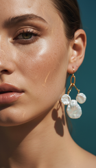 Keshi Pearl Gold Chandelier Earrings