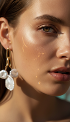 Keshi Pearl Gold Chandelier Earrings