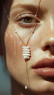 Biwa Pearls Lariat Gold Necklace