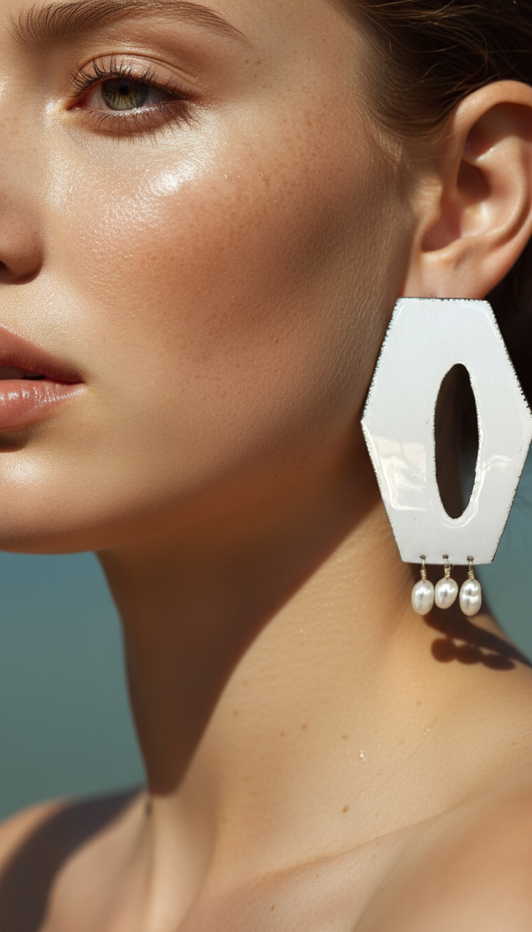 Hex & the City Pearl Enamel Earrings