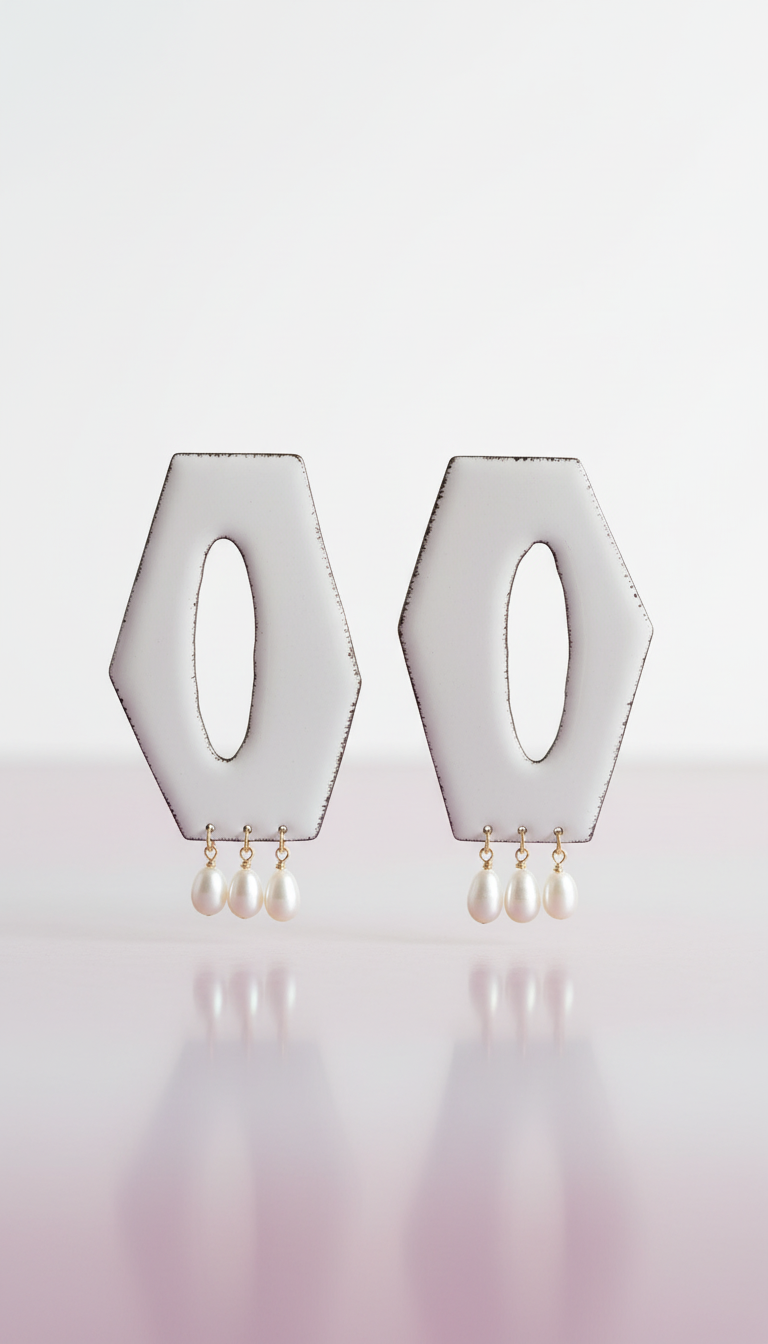 Hex & the City Pearl Enamel Earrings