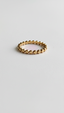 Delicate Flat Beads Stackable Gold Ring