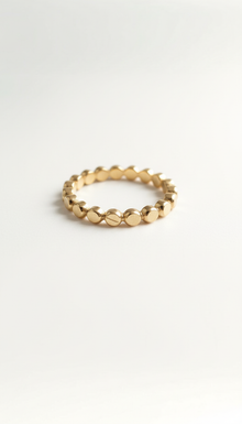 Delicate Flat Beads Stackable Gold Ring