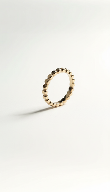 Delicate Flat Beads Stackable Gold Ring