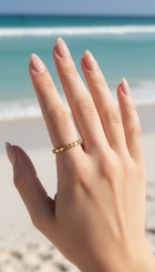 Delicate Flat Beads Stackable Gold Ring