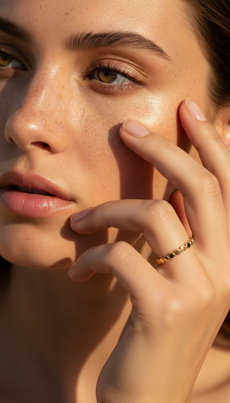 Delicate Flat Beads Stackable Gold Ring