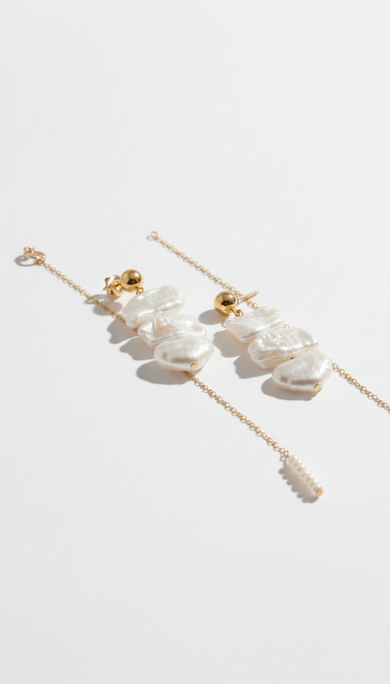 Savvy Double Drop Biwa Pearl Earrings