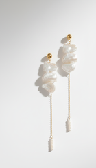 Savvy Double Drop Biwa Pearl Earrings