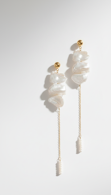 Savvy Double Drop Biwa Pearl Earrings