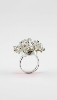 Flower Bouquet Silver Ring