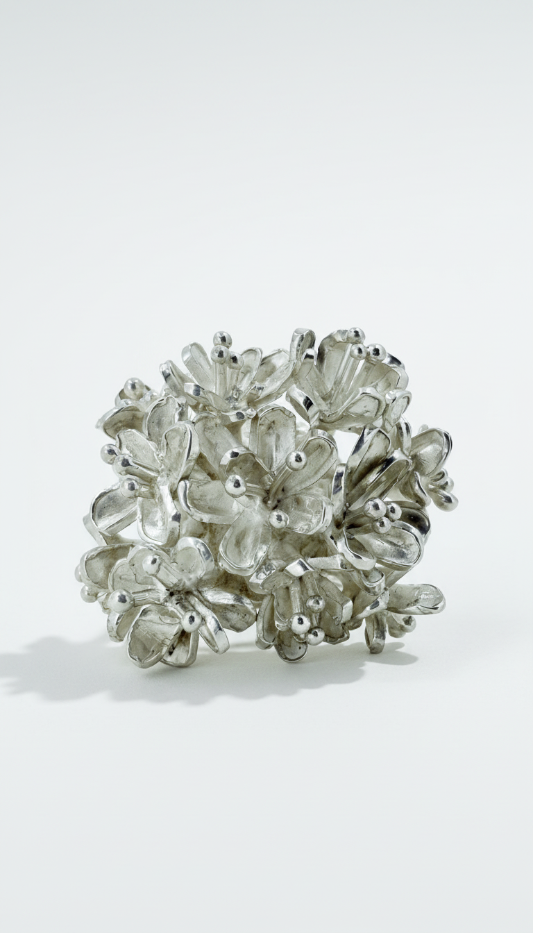 Flower Bouquet Silver Ring