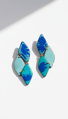 Enamel Earrings Blue Flowers