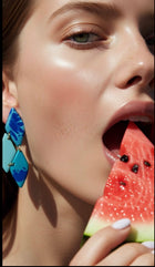 Enamel Earrings Blue Flowers