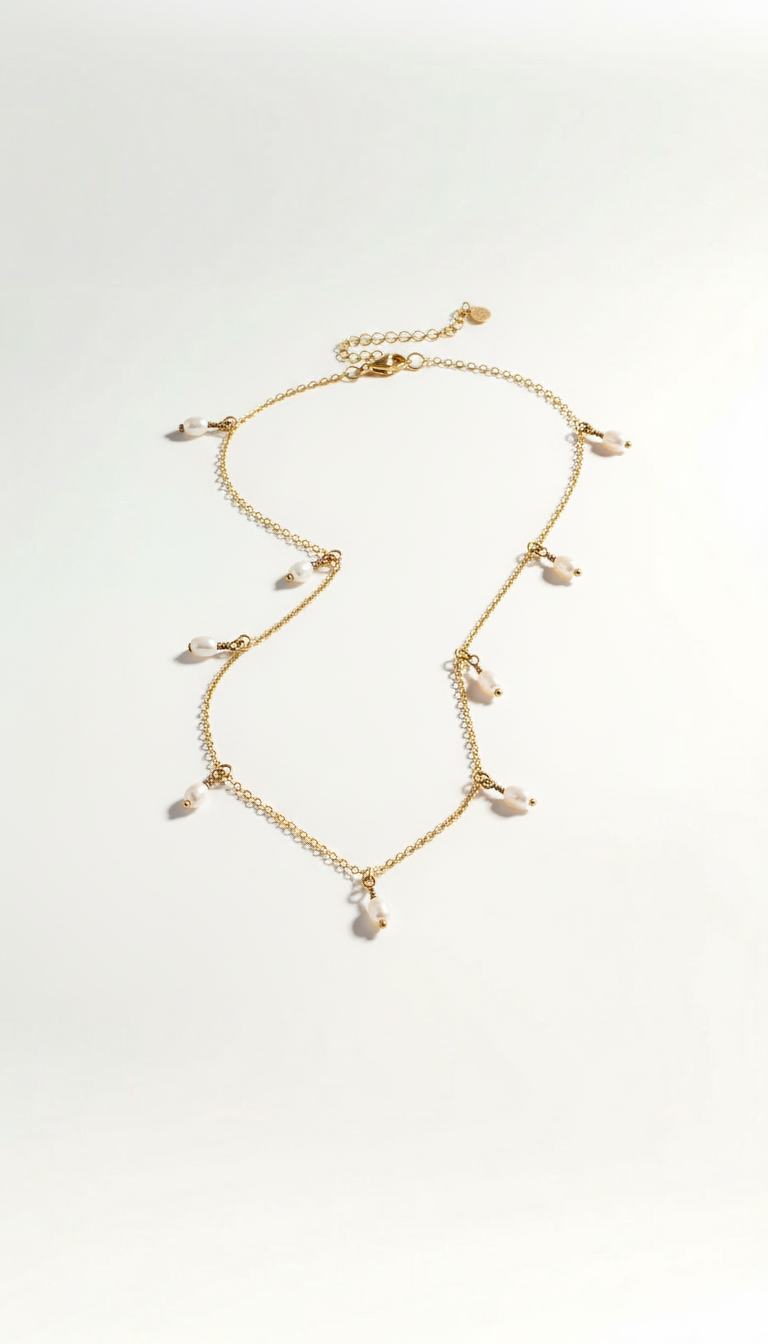 Oval Drop Dainty Gold Necklace