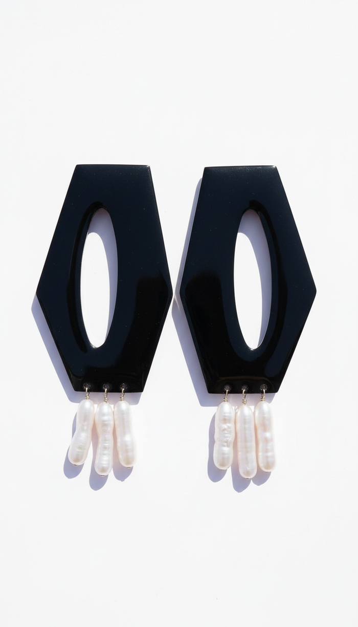 Hex & the City Pearl Enamel Earrings