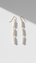 Straight Biwa Pearl Drop Earrings