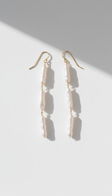 Straight Biwa Pearl Drop Earrings