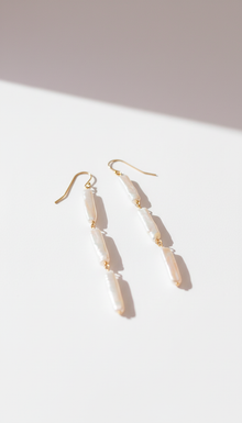Straight Biwa Pearl Drop Earrings