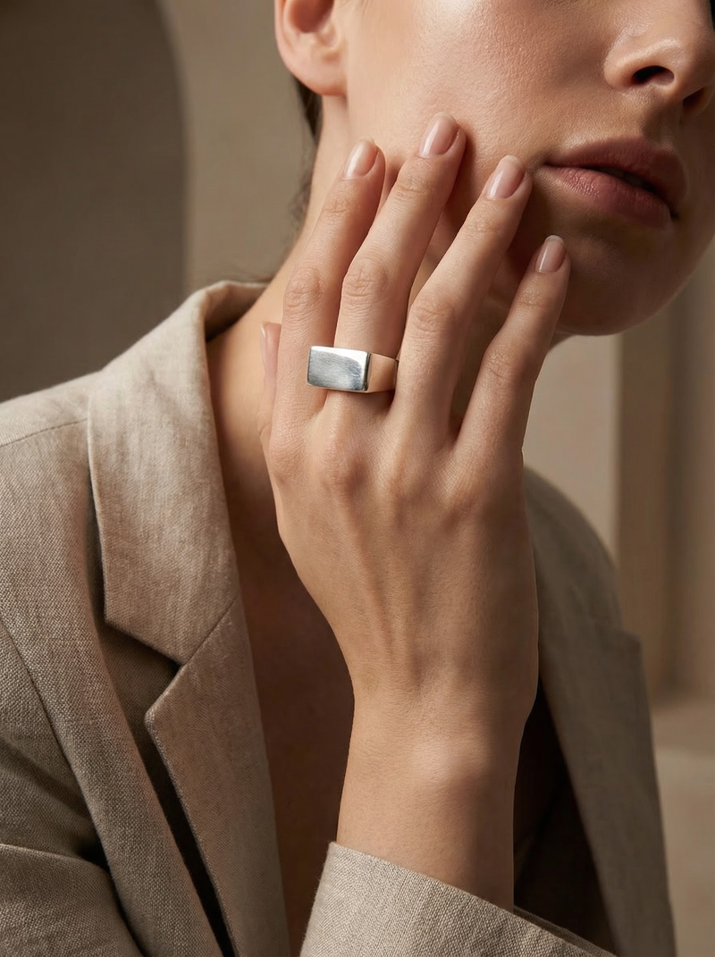 Rectangle Silver Singlet Ring