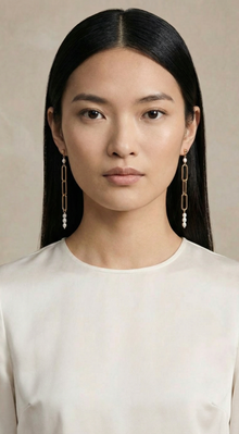 Elongated Paperclip Pearl Earrings