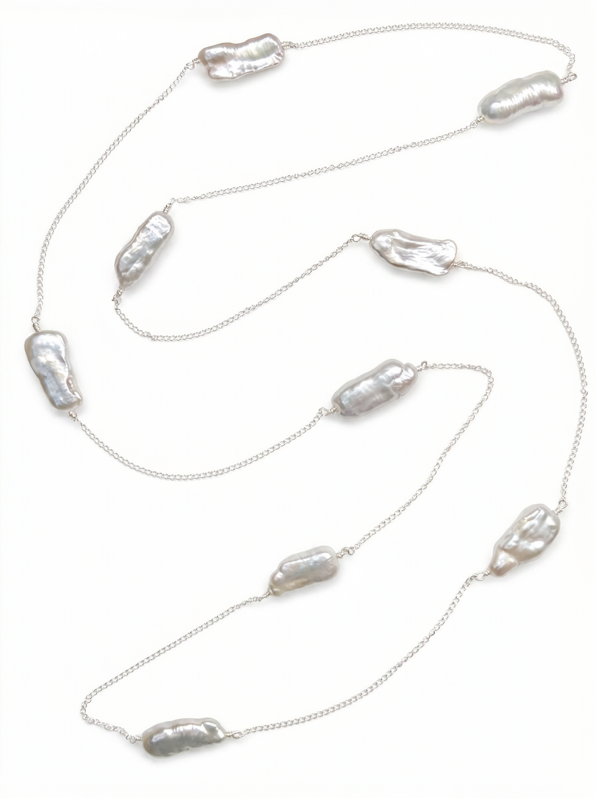 Straight Biwa Long Pearls