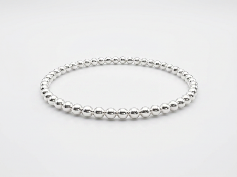 Delicate Beads Stackable Silver Ring