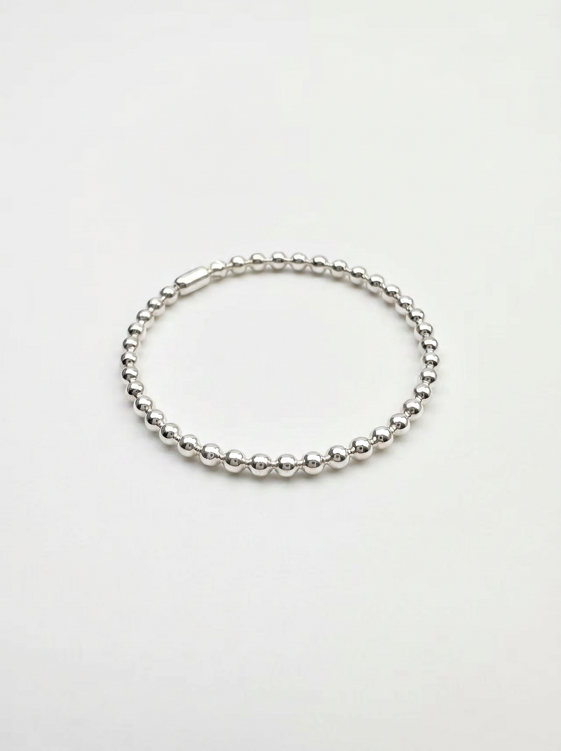 Delicate Beads Stackable Silver Ring